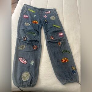 Worn once Embroidered Patchwork Jeans